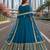 Teal embroidered net semi stitched anarkali suit