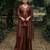 Brown silk blend embroidered kurta set
