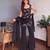 Black faux georgette embroidered kurta set