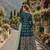 Teal embroidered art silk semi stitched anarkali suit