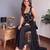 Black faux georgette embroidered kurta set