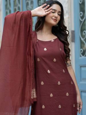 Women Ethnic Motifs Embroidered Regular Kurta with Trousers & With Dupatta 2
