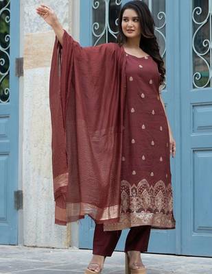 Women Ethnic Motifs Embroidered Regular Kurta with Trousers & With Dupatta 3