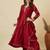 Red silk blend embroidered kurta set