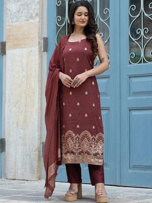 Women Ethnic Motifs Embroidered Regular Kurta with Trousers & With Dupatta 7