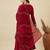Red silk blend embroidered kurta set