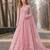 Pink embroidered net semi stitched anarkali suit
