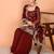 Maroon faux georgette embroidered kurta set