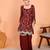 Maroon faux georgette embroidered kurta set