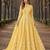 Yellow embroidered net semi stitched anarkali suit
