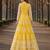 Yellow embroidered net semi stitched anarkali suit