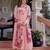 Pink silk blend embroidered kurta set
