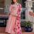 Pink silk blend embroidered kurta set