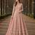Peach embroidered net semi stitched anarkali suit