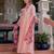 Pink silk blend embroidered kurta set