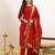 Red art silk jacquard kurta set