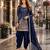 Navy blue embroidered tapeta silk semi stitched salwar suit