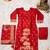 Red art silk jacquard kurta set