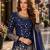 Navy blue embroidered tapeta silk semi stitched salwar suit
