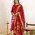 Red art silk jacquard kurta set