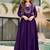 Purple silk blend embroidered kurta set