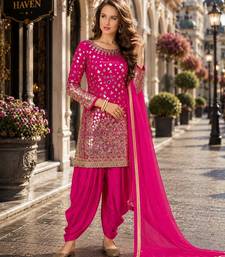 Pink embroidered tapeta silk semi stitched salwar suit