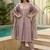 Lavender silk blend embroidered kurta set