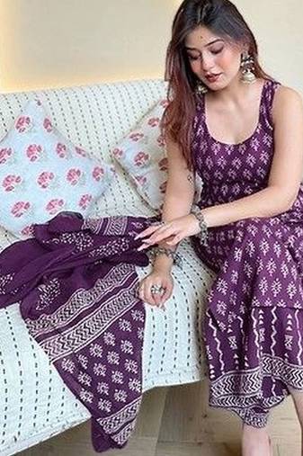 Women Ethnic Motifs Printed Regular Kurta with Palazzos & With Dupatta
