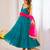 Teal-green georgette lace kurta set