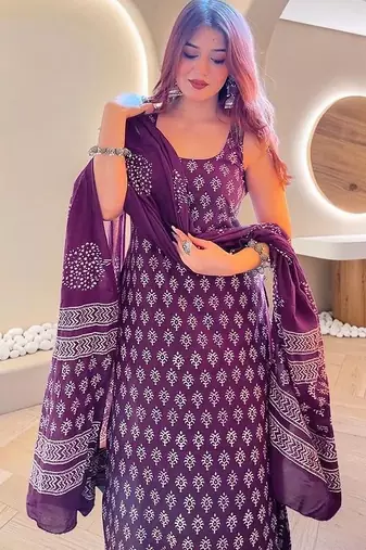 Women Ethnic Motifs Printed Regular Kurta with Palazzos & With Dupatta