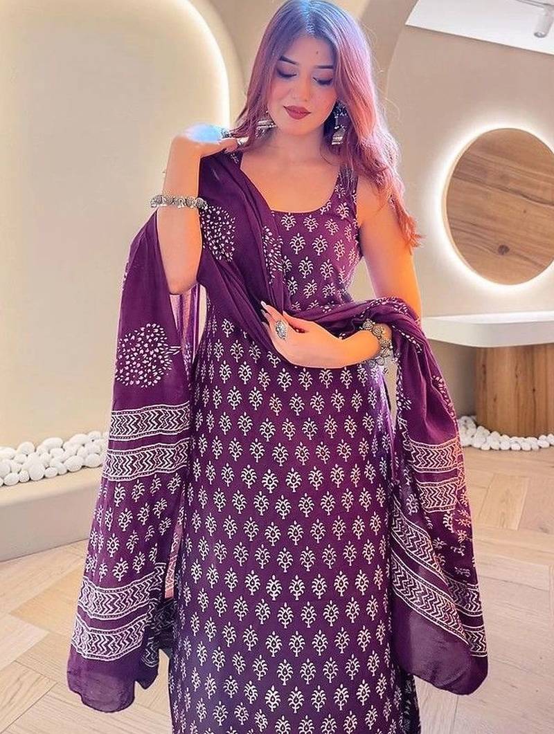 Women Ethnic Motifs Printed Regular Kurta with Palazzos & With Dupatta