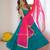 Teal-green georgette lace kurta set