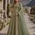 Green embroidered net semi stitched anarkali suit