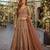 Orange embroidered net semi stitched anarkali suit