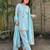 Blue satin lace farshi salwar set