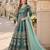 Teal embroidered art silk semi stitched anarkali suit