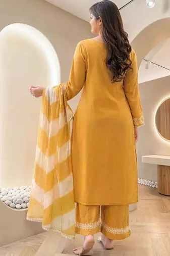 Women Ethnic Motifs Embroidered Regular Thread Work Kurta with Palazzos & With Dupatta