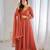 Dark-orange faux georgette lace kurta set