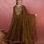 Brown silk blend embroidered kurta set