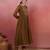 Brown silk blend embroidered kurta set