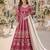 Red embroidered art silk semi stitched anarkali suit