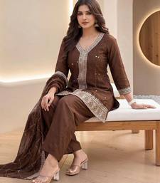 Women Ethnic Motifs Embroidered Regular Thread Work Kurta with Palazzos & With Dupatta