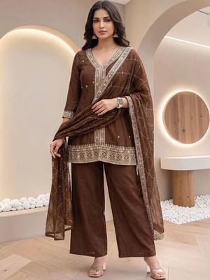 Women Ethnic Motifs Embroidered Regular Thread Work Kurta with Palazzos & With Dupatta 2