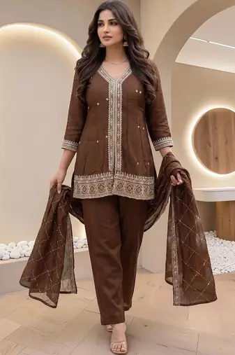 Women Ethnic Motifs Embroidered Regular Thread Work Kurta with Palazzos & With Dupatta
