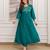 Teal-green silk blend embroidered kurta set