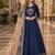 Navy blue embroidered tapeta silk semi stitched anarkali suit