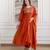 Orange silk blend embroidered kurta set