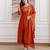 Orange silk blend embroidered kurta set