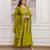 Olive silk blend embroidered kurta set