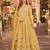 Yellow embroidered net semi stitched anarkali suit